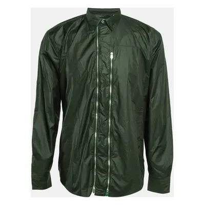 Hermes Green Technical Poplin Zip Front Shirt