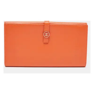 Chanel Orange Leather CC Flap Continental Wallet