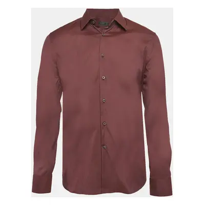 Prada Burgundy Cotton Button Front Shirt