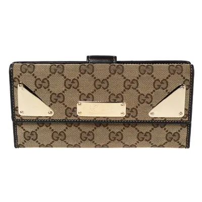 Gucci Dark Brown/Beige GG Canvas and Leather Indy Continental Wallet