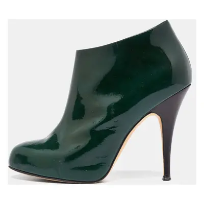 Giuseppe Zanotti Dark Green Patent Leather Ankle Booties Size 38.5