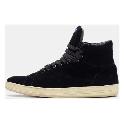 Tom Ford Navy Blue Velvet Russell High Top Sneakers Size