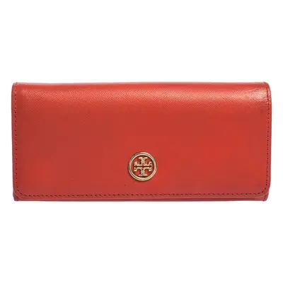 Tory Burch Red Leather Robinson Flap Continental Wallet