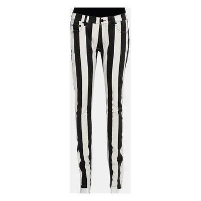 Off White Monochrome Striped Denim Skinny Jeans