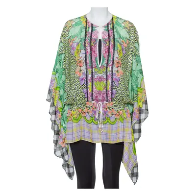 Just Cavalli Multicolor Printed Silk Waist Tie Detail Kaftan Tunic