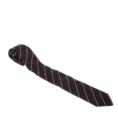 Boss By Hugo Boss Bordeaux Red Diagonal Stripes Silk Jacquard Classic Tie