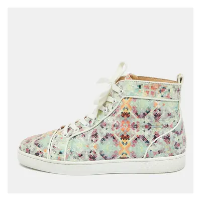 Christian Louboutin Multicolor Snakeskin Leather Louis High Top Sneakers Size