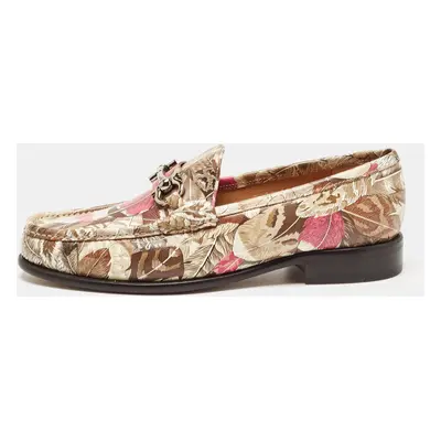 Salvatore Ferragamo Multicolor Flower Printed Leather Bit Slip On Loafers Size 40.5