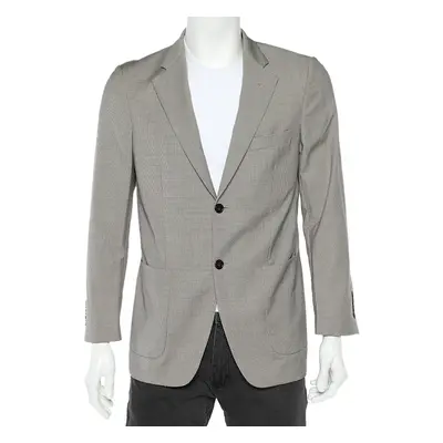 Balmain Beige Checkered Wool Button Front Blazer