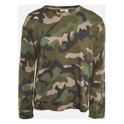 Valentino Green Camouflage Print Cotton Knit Sweatshirt