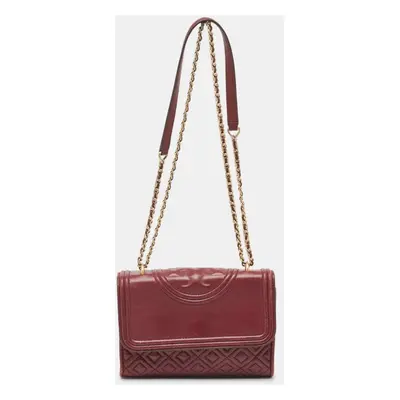 Tory Burch Red Leather Small Fleming Shoulder Bag