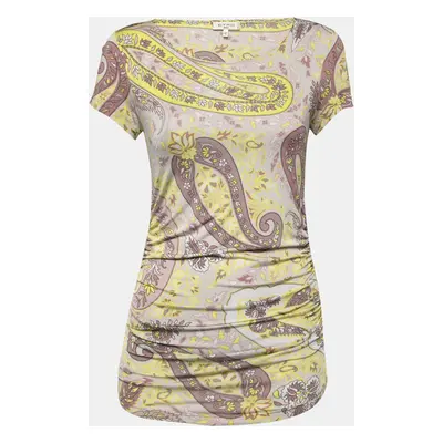 Etro Multicolor Paisley Printed Jersey Ruched Top