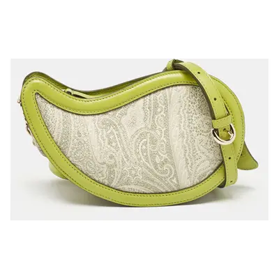 Etro Green/Grey Paisley Coated Canvas and Python Embossed Crossbody Bag