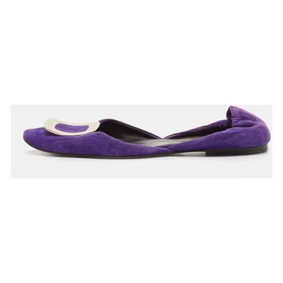 Roger Vivier Purple Suede Chip Buckle D'orsay Ballet Flats Size