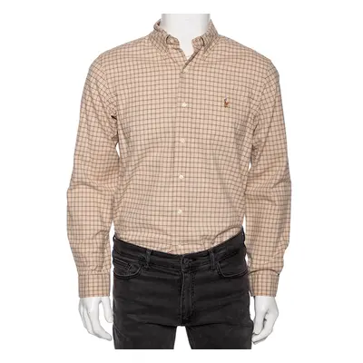 Ralph Lauren Beige Checked Cotton Button Front Custom Fit Shirt