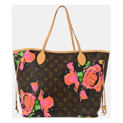 Louis Vuitton Monogram Rose Neverfull MM Shoulder Tote Bag