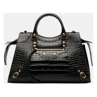 Balenciaga Black Embossed Leather Neo Classic Shoulder Bag