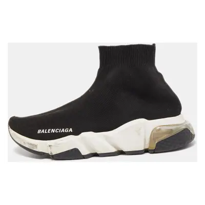 Balenciaga Black Knit Fabric Speed Trainer Slip On Sneakers Size