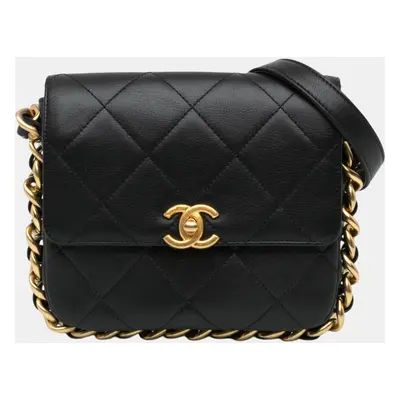 Chanel Black Small Quilted Calfskin Framing Chain Flap