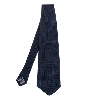 Gianfranco Ferre Navy Blue Embroidered Silk Tie