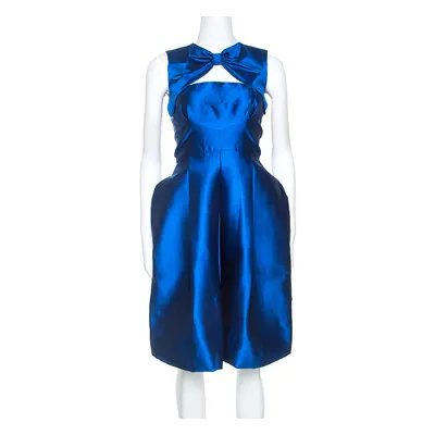 Dsquared2 Blue Silk Bow Neckline Balloon Hem Dress