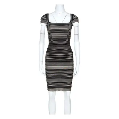 Herve Leger Bicolor Striped Sandra Bandage Dress