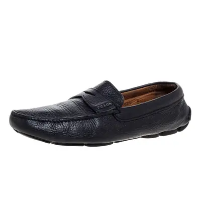 Prada Black Leather Driver Penny Slip On Loafers Size