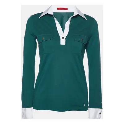 CH Carolina Herrera Green Pique Cotton Long Sleeve T-Shirt