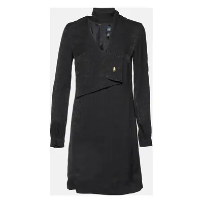 Class by Roberto Cavalli Black Logo Jacquard Crepe Shift Dress