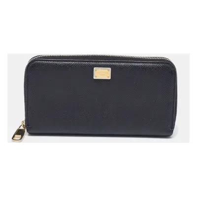 Dolce & Gabbana Black Leather Zip Around Wallet