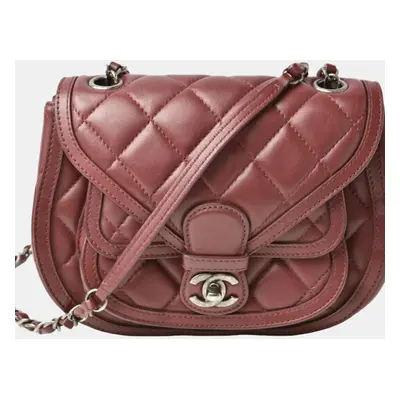 Chanel Burgundy Leather Paris-Salzburg Quilted Saddle Bag