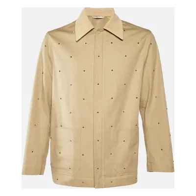 Valentino Beige Studded Cotton Zip-Up Jacket