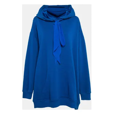 Givenchy Blue Cotton Fleece and Silk Ribbons Hoodie Dress