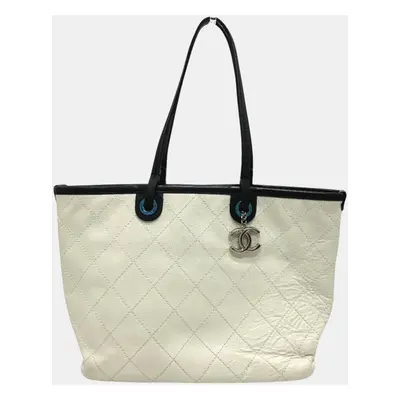 Chanel White CC Mark Tote Bag