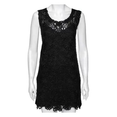 Moschino Cheap and Chic Vintage Black Floral Embroidered Sleeveless Dress