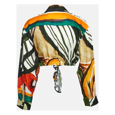 Christopher Esber Multicolor Bandana Print Silk Cropped Shirt