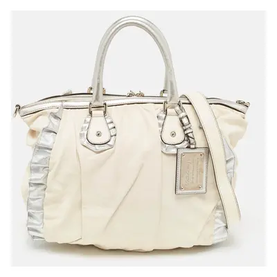 Dolce & Gabbana White Leather Miss Rouche Shoulder Bag