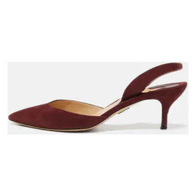 Paul Andrew Burgundy Suede Rhea Slingback Pumps Size 37.5