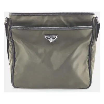 Prada Khaki Nylon Messenger Bag