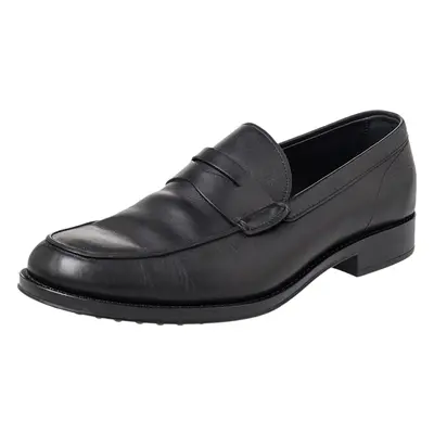 Tod's Black Leather Penny Slip On Loafers Size