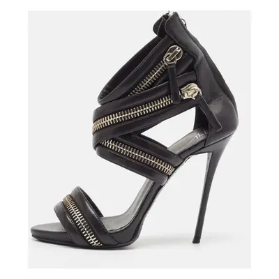 Giuseppe Zanotti Black Leather Ankle Strap Sandals Size