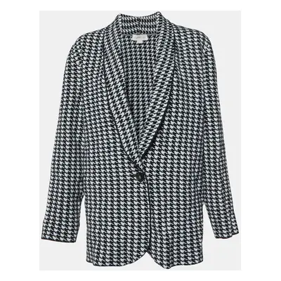 Stella McCartney Black/White Houndstooth Patterned Wool Cardigan