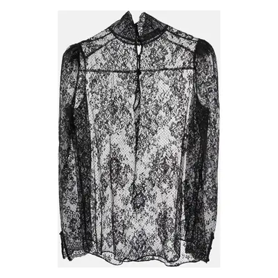 Valentino Black Lace Sheer Full Sleeve Blouse