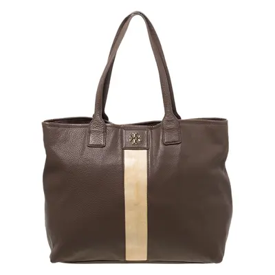 Tory Burch Brown/Beige Leather Shopper Tote