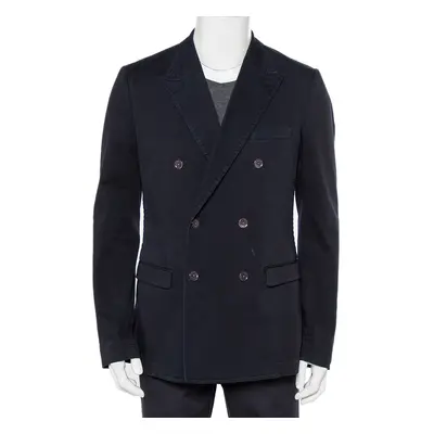 Dolce & Gabbana Navy Blue Denim Double Breasted Blazer