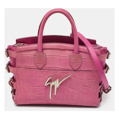 Giuseppe Zanotti Pink Croc Embossed Leather G17 Tote