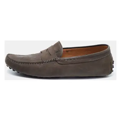 Tod's Dark Grey Nubuck Leather Gommini Loafers Size