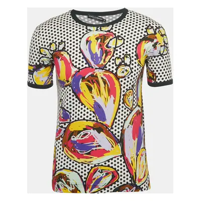 Dolce & Gabbana Multicolor Dotted & Scribbled Print Cotton Half Sleeve T-Shirt