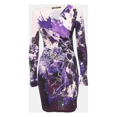 Roberto Cavalli Pink/Purple Print Jersey Short Dress