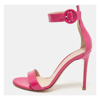 Gianvito Rossi Pink Patent Leather Portofino Ankle Strap Sandals Size